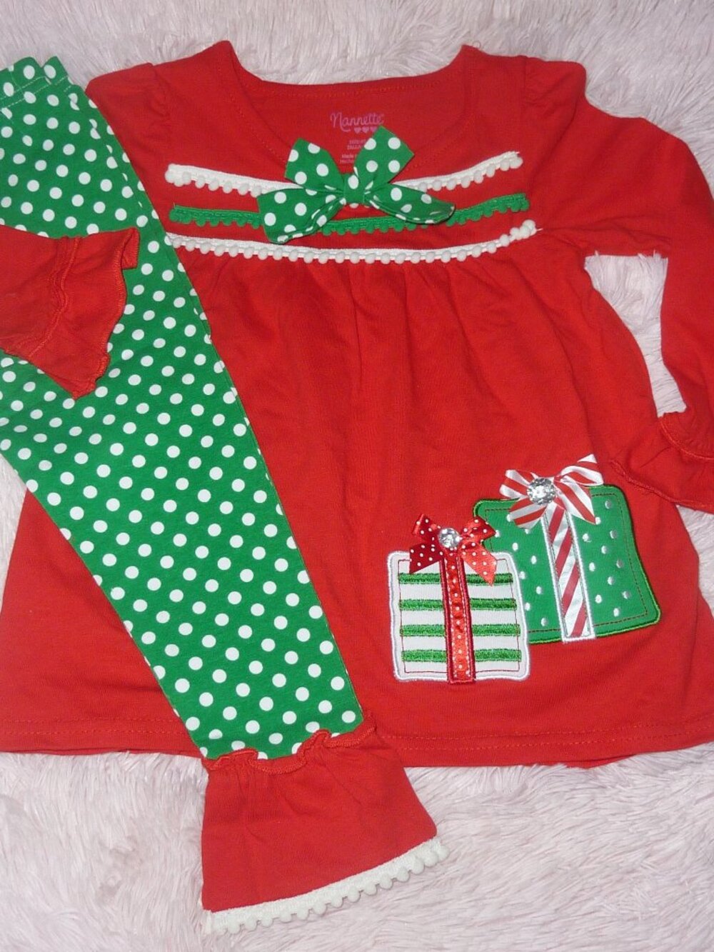 NWT Nannette Little Girl's 2 Piece Christmas Outfit Size 4T Adorable!
